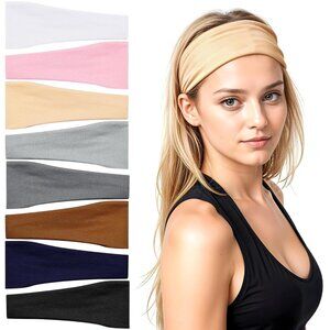 Women Headbands 8 Pack Polyester Wide Stretchy Sport Yoga Workout Accessories
